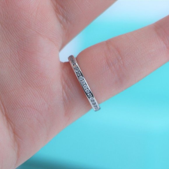 20113 Tiffany & Co. Platinum Diamond 2mm Channel Full Eternity Wedding Band 6 - Picture 4 of 6